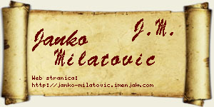 Janko Milatović vizit kartica